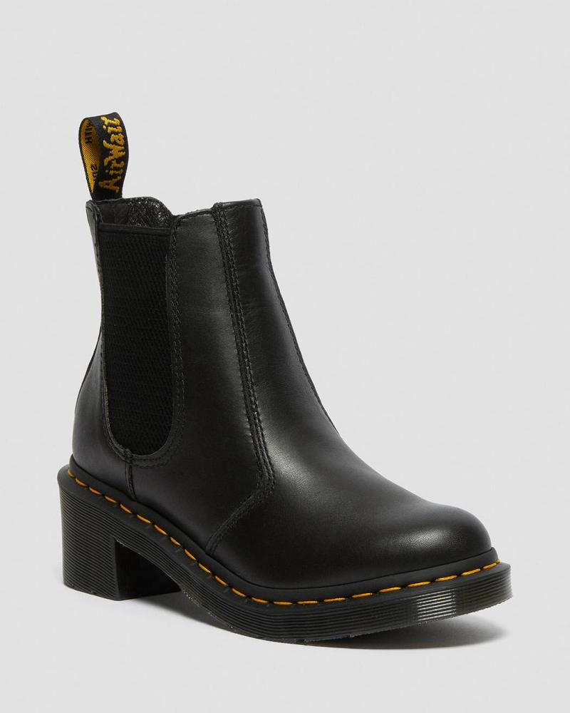 Women\'s Dr Martens Cadence Leather Heeled Ankle Boots Black | AU 46LIS